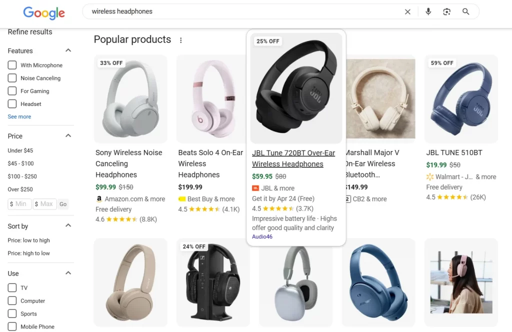 Products rank in Google Shopping