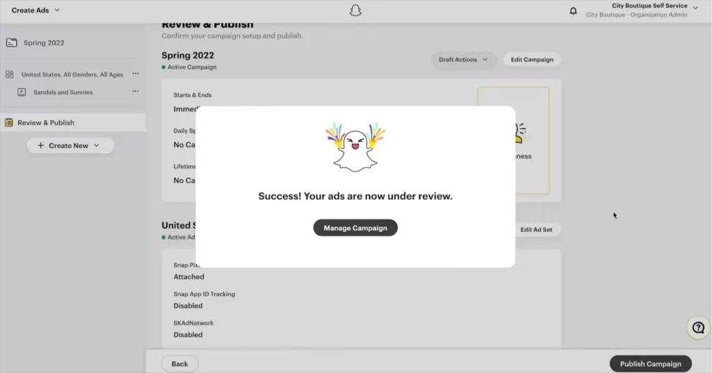 publish snapchat ads
