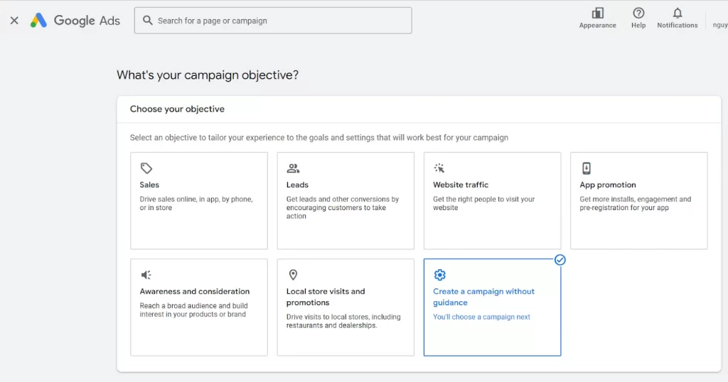 Choose your Google Shopping Ads campaign objective