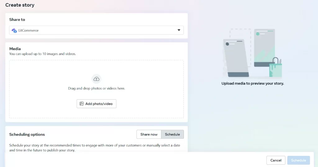 upload facebook stories