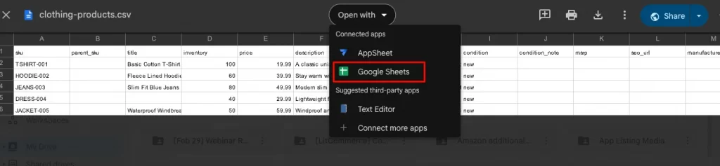 Upload your CSV file to Google Drive 
