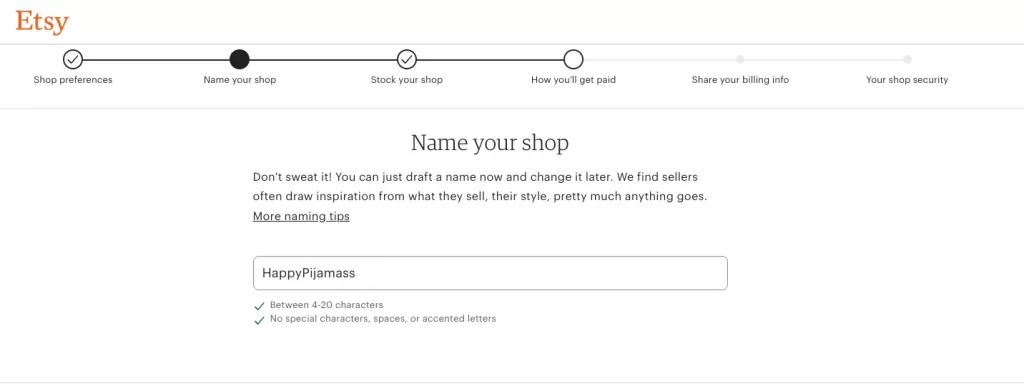 Name your second etsy shop