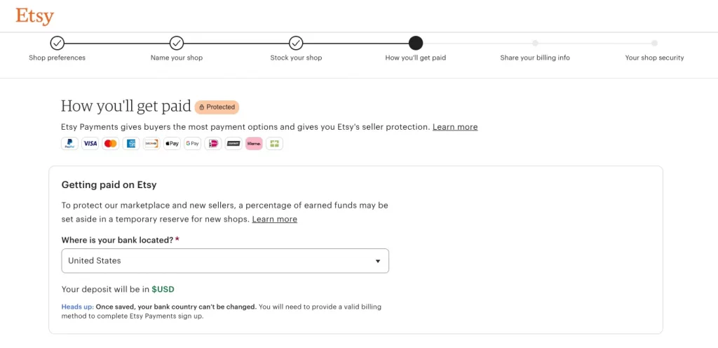 Set up payment Etsy for multiple Etsy shops