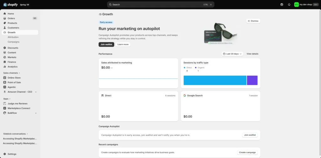 Shopify dashboard 1 Shopify dashboard 1