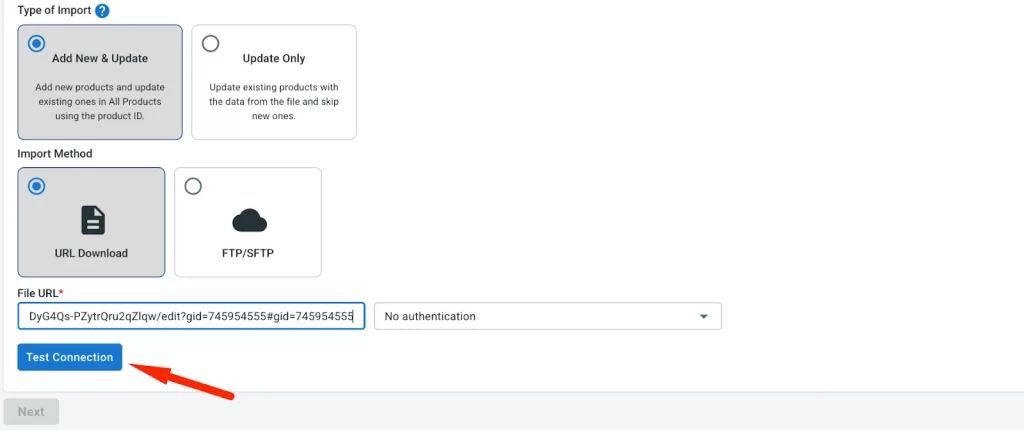 Test files connection 