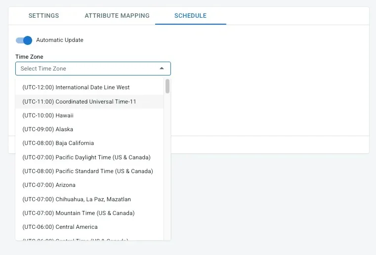 Choose the update frequency