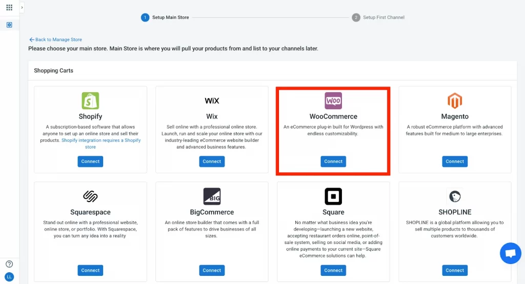 Choose WooCommerce as sales channel on LitCommerce