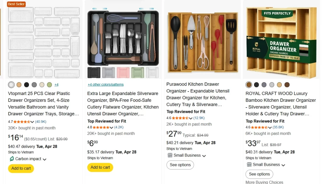 Kitchen drawer organizers Kitchen drawer organizers