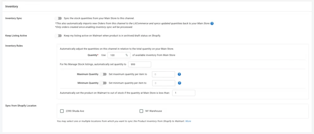 Set up inventory sync for your Walmart store