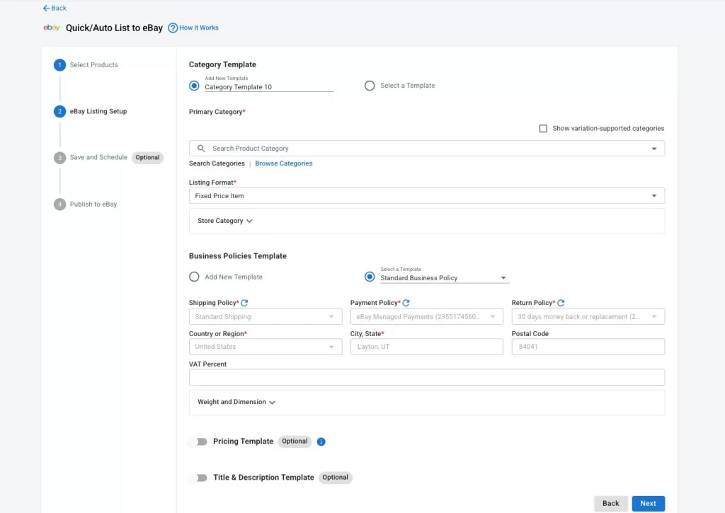 Wix eBay integration 11 Add template to quick publish Wix products on eBay