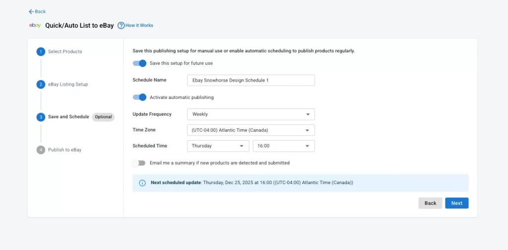 Wix eBay integration 12 Schedule publish Wix products on eBay