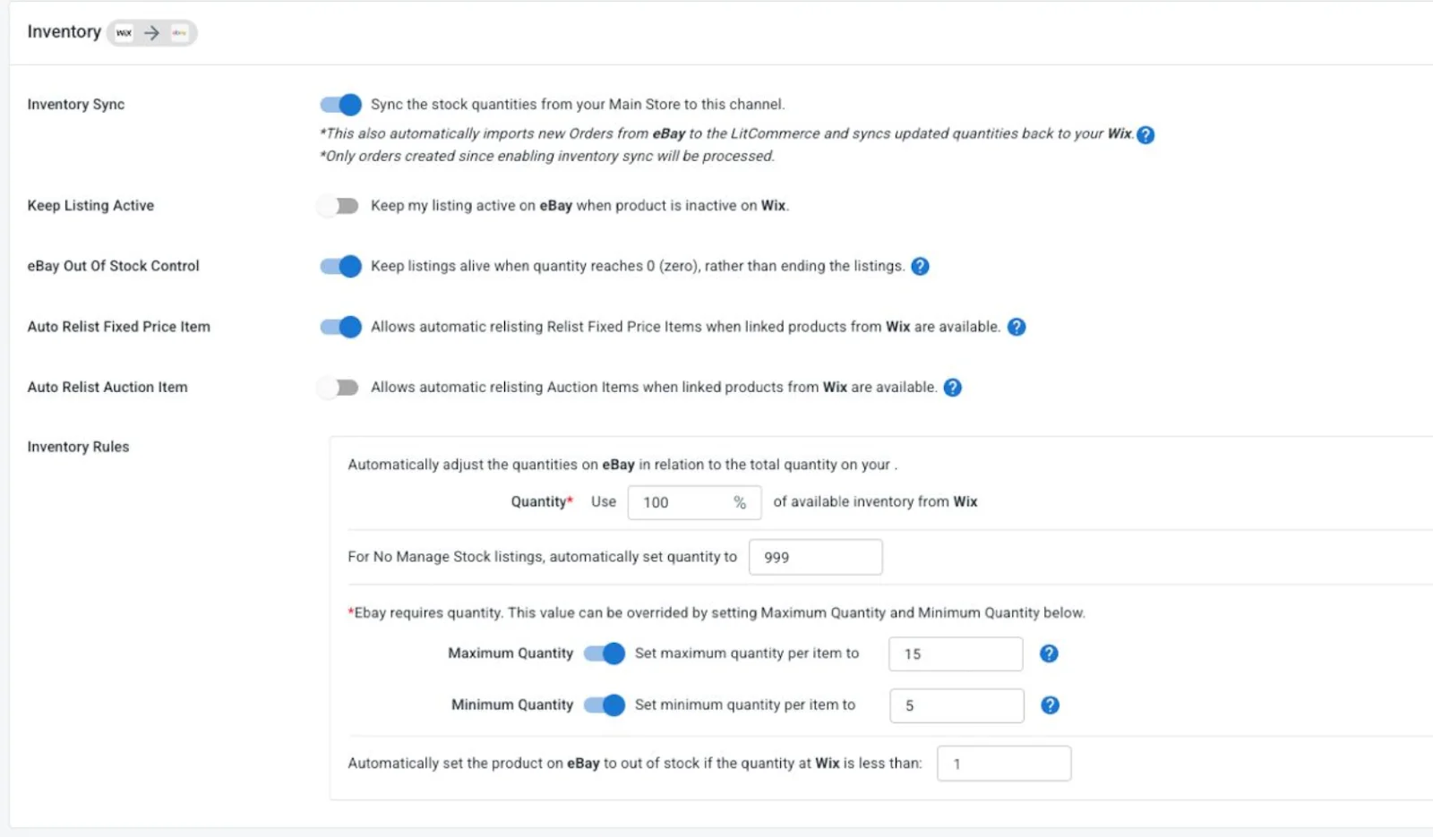 Wix eBay integration 21 Inventory synchronization
