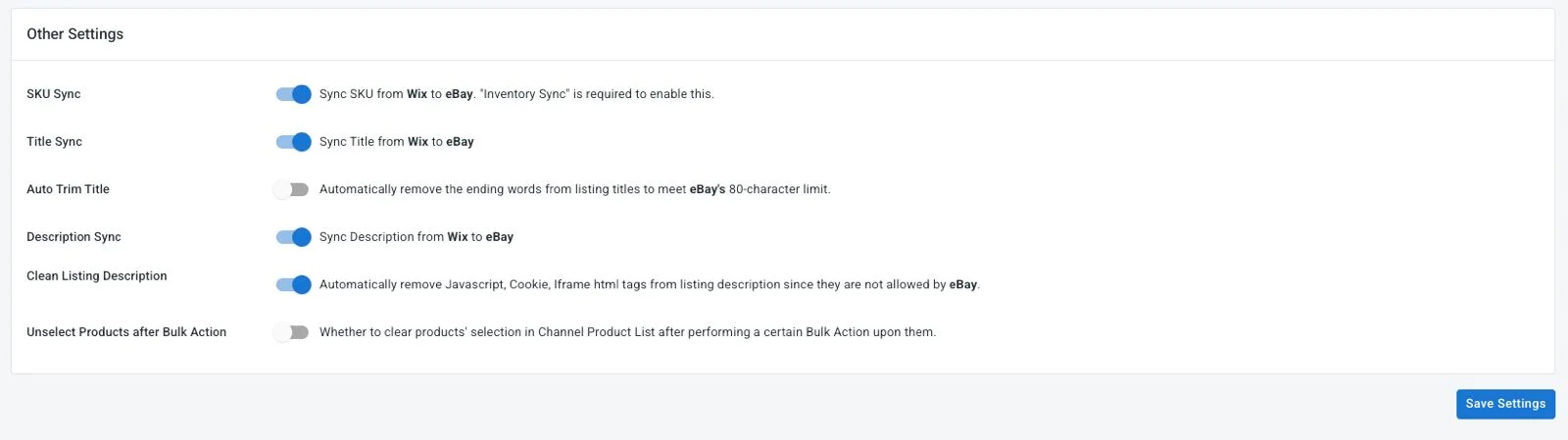 Wix eBay integration 23 Other sync options