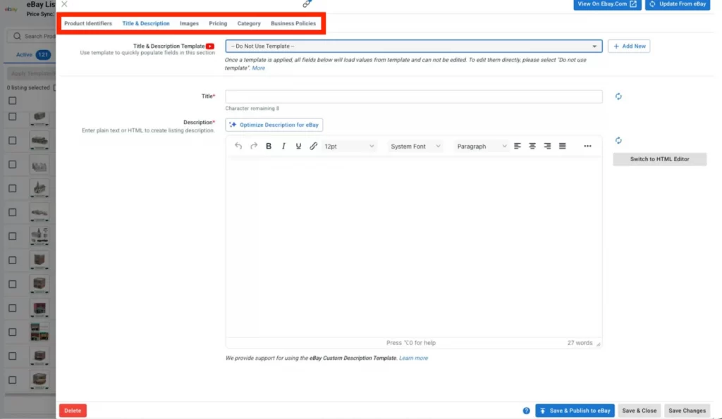 Wix eBay integration6 Edit eBay listings before publishing