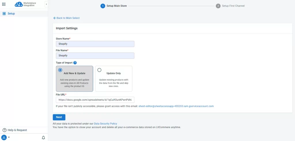 Set up your CSV file on LitCommerce