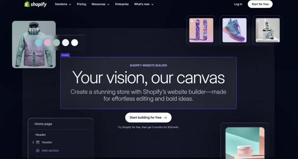 1.shopify website builder