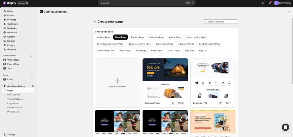 Tailor homepage