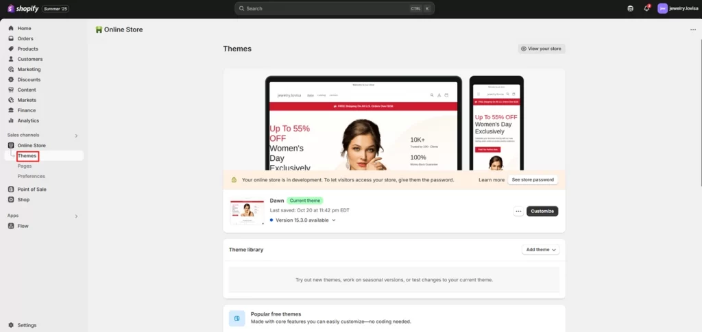 Choose a web theme