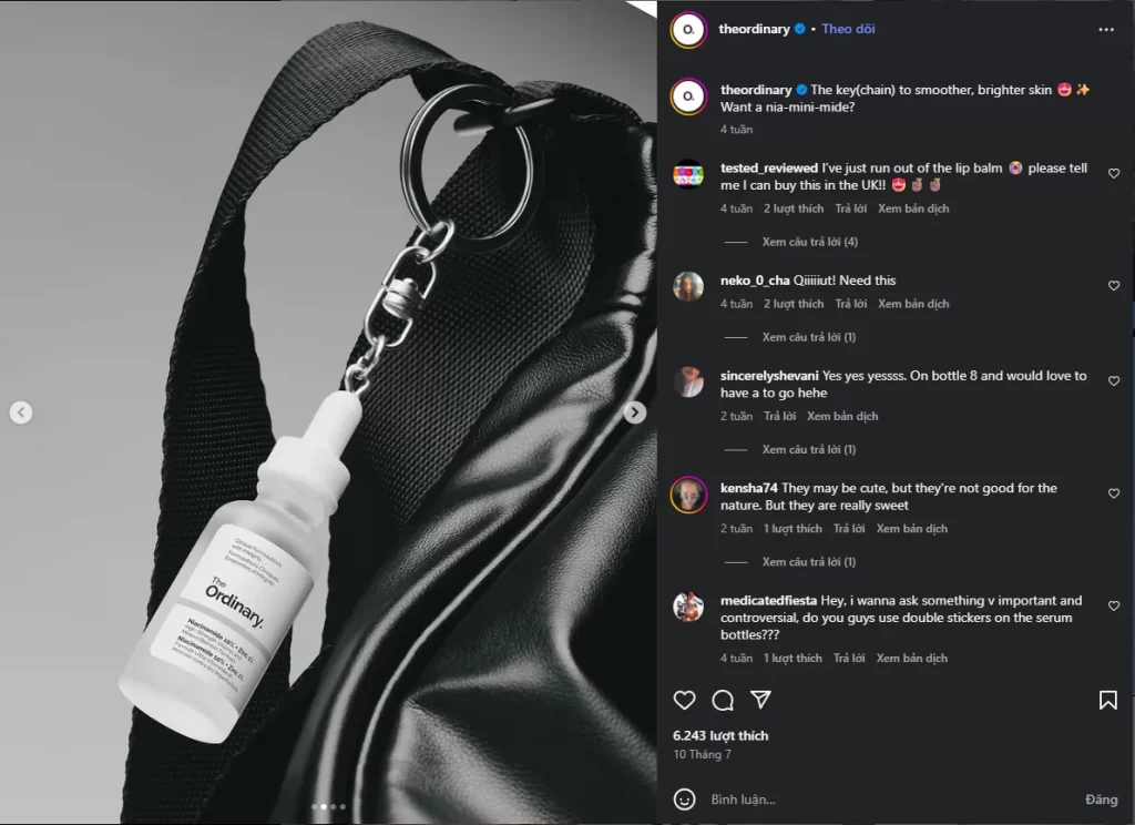 The Ordinary uses Instagram carousel to show products in different angles
