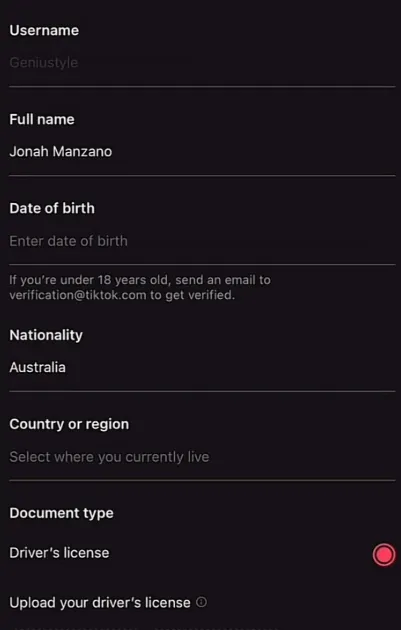 upload tiktok document