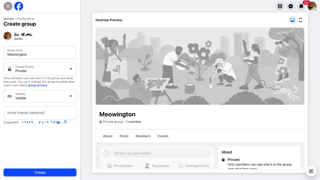 creating a facebook group