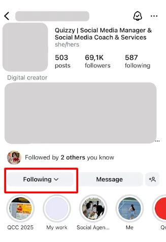 mute story from user profile