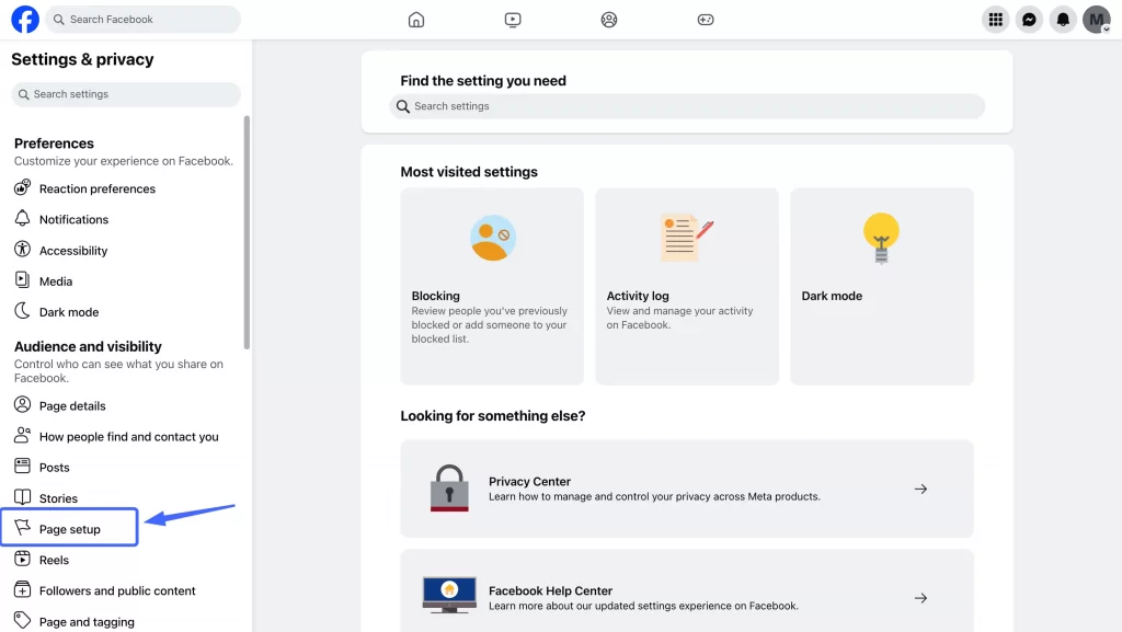 Choose Page setup