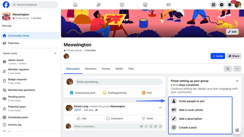 setting up a facebook group