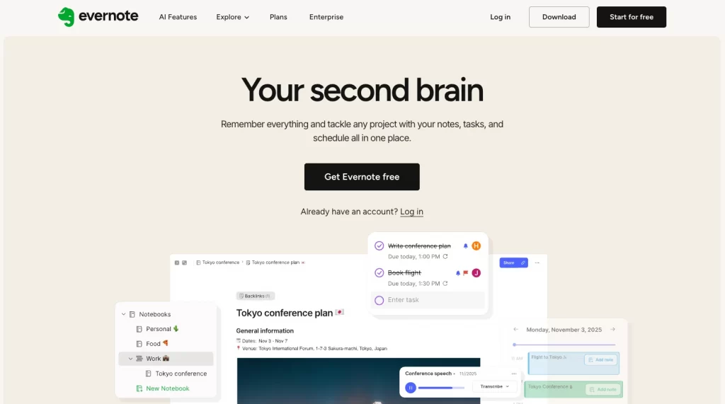 Evernote CTA example
