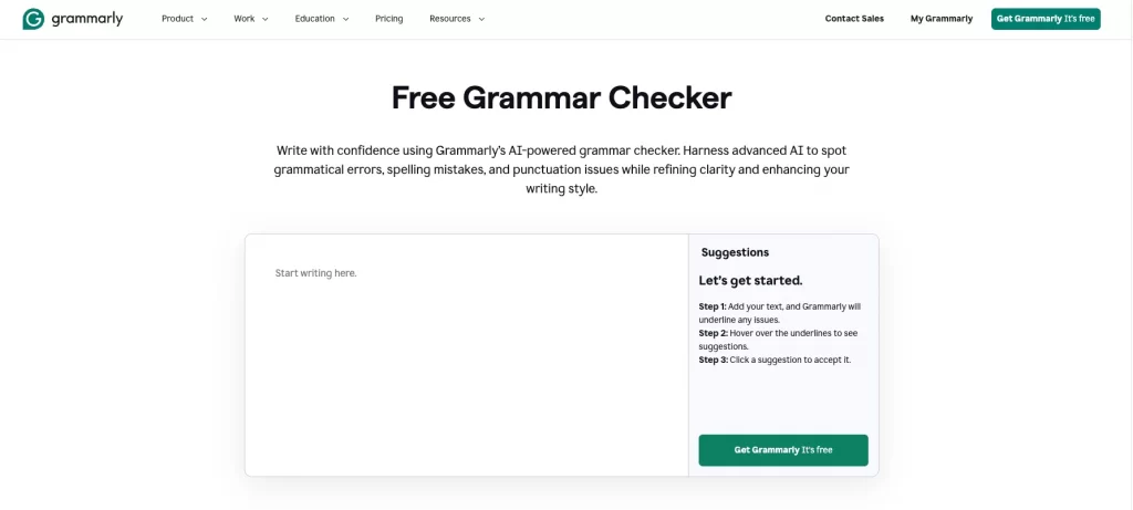 Grammarly CTA example