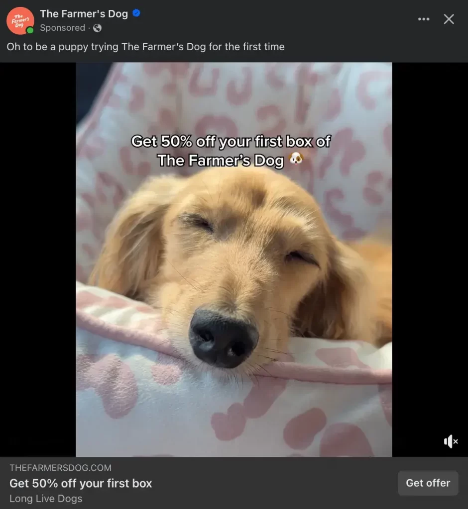 The farmer's dog cta button example