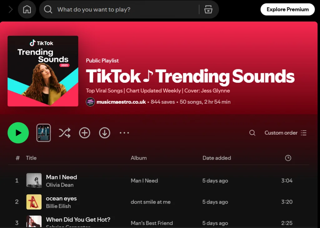 Use Spotify’s trending charts