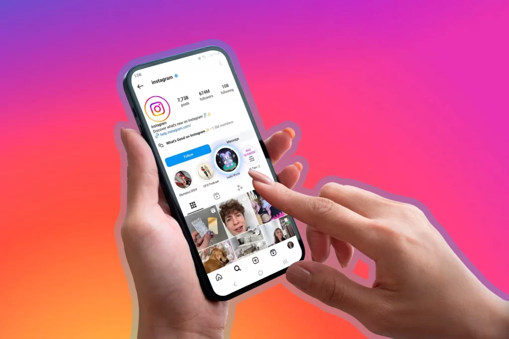 instagram account on a phone