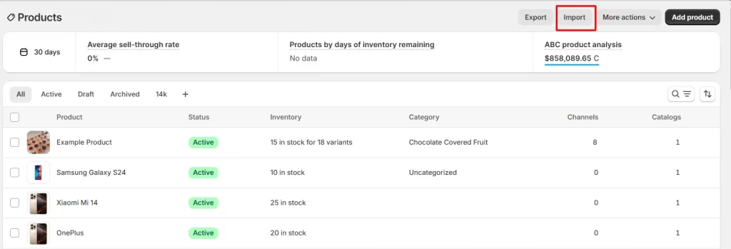 add csv file to Shopify