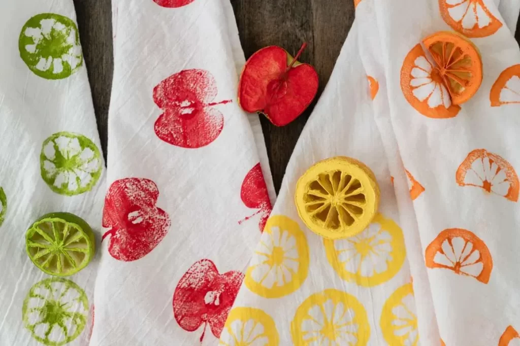 Hand-stamped tea towels