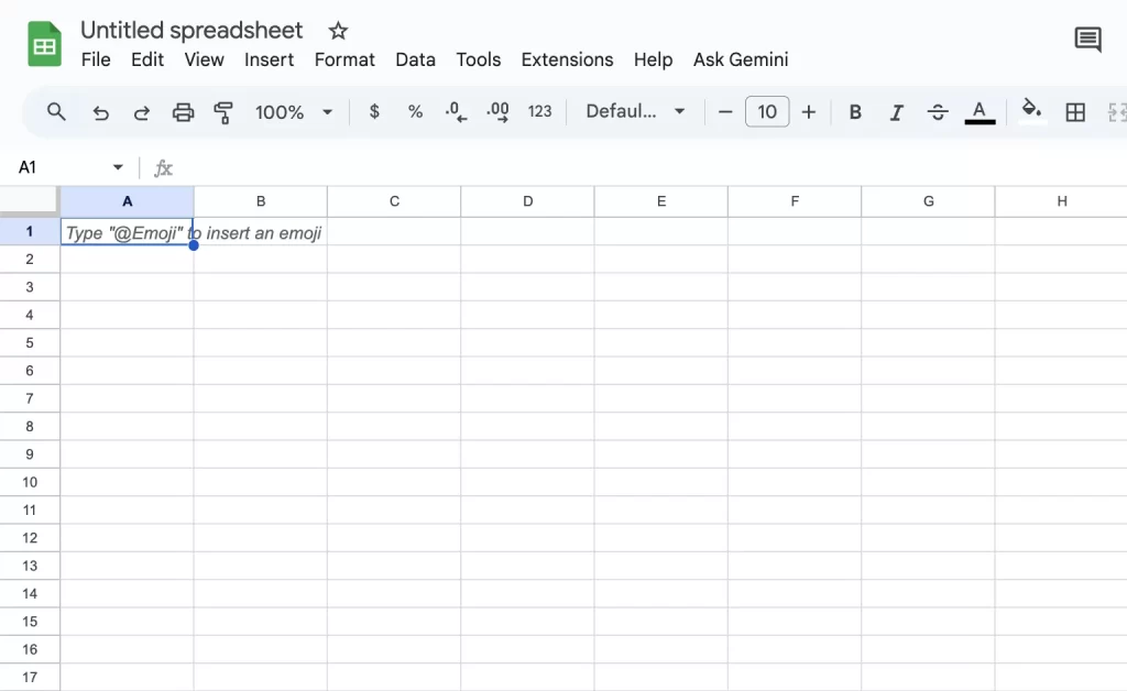 Create header on Google Sheet inventory template 