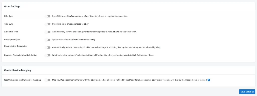 woocommerce ebay sync other settings woocommerce ebay other settings