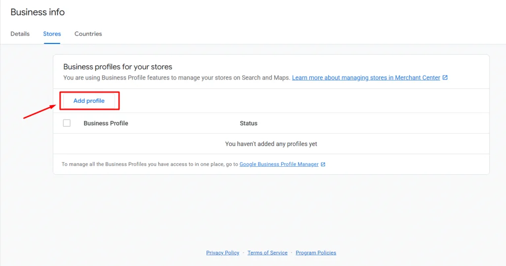 Click Add profile Click Add profile