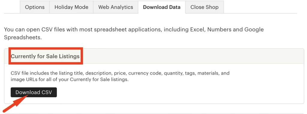 How to integrate Etsy to WooCommerce2 Download CSV product file on Etsy