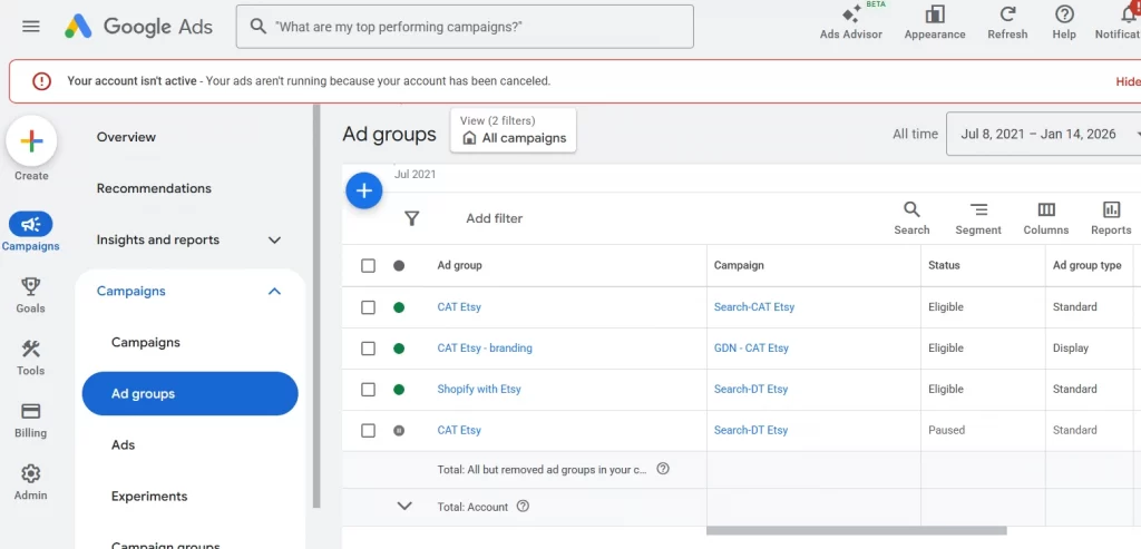 go to ad groups go to ad groups