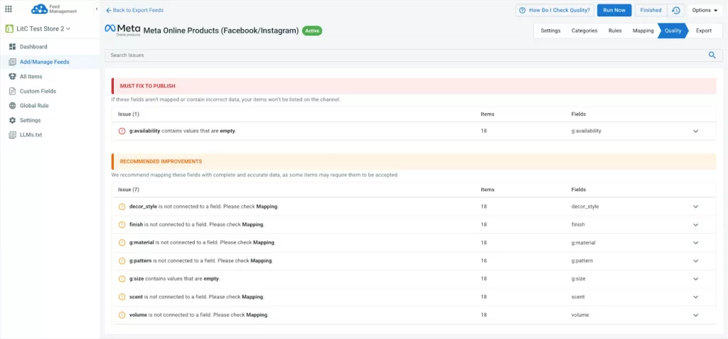 Check product feed quality 1 Check product feed quality