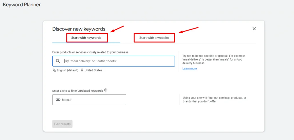 Choose how to research new keywords Choose how to research new keywords