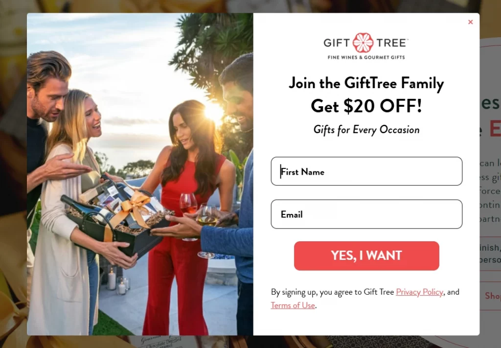 GiftTree popup GiftTree popup