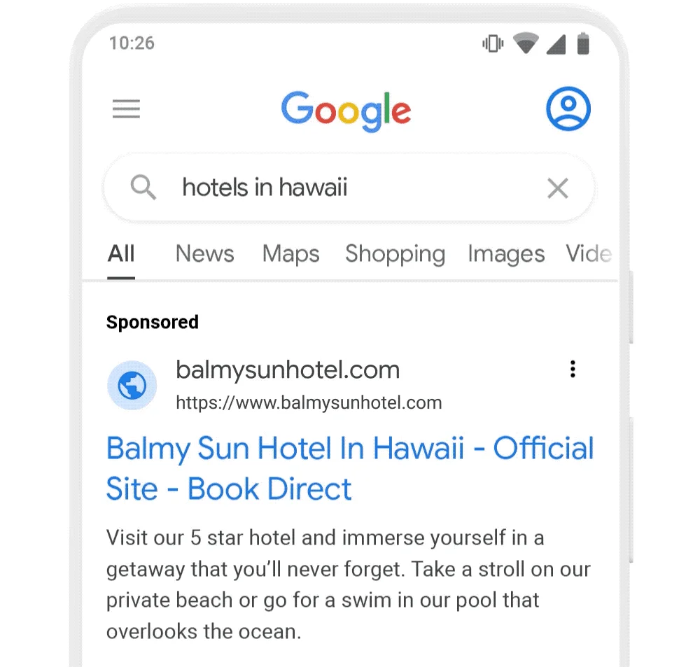 PMax Ad Google Search ads example