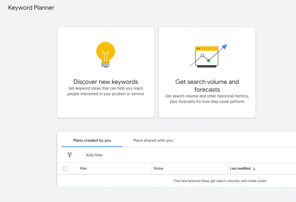 Select a keyword research option Select a keyword research option