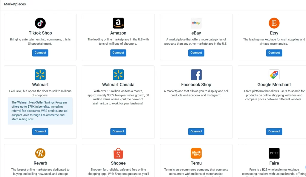 litcommerce marketplace litcommerce connect channels