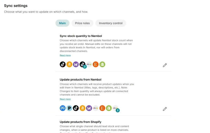 nembol sync listing nembol sync settings