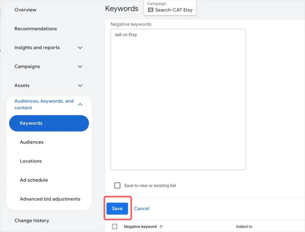 saving keywords saving keywords