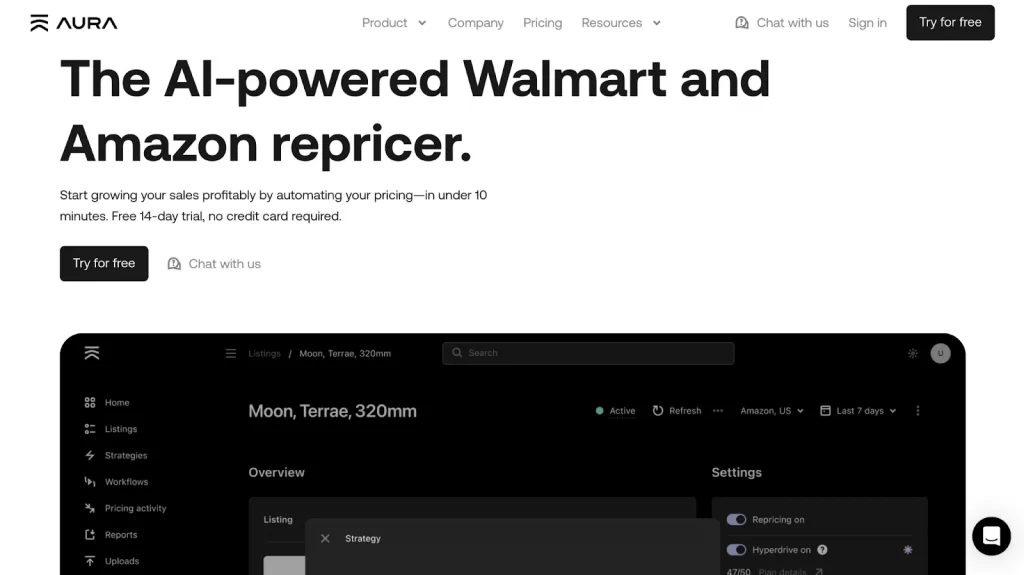 walmart seller tools 9 Aura - Multichannel repricing website