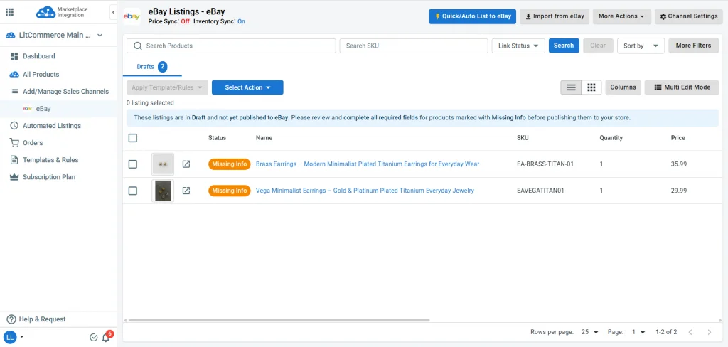 litcommerce inferface LitCommerce's interface